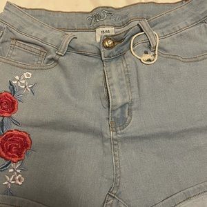 Jean embroidery shorts
